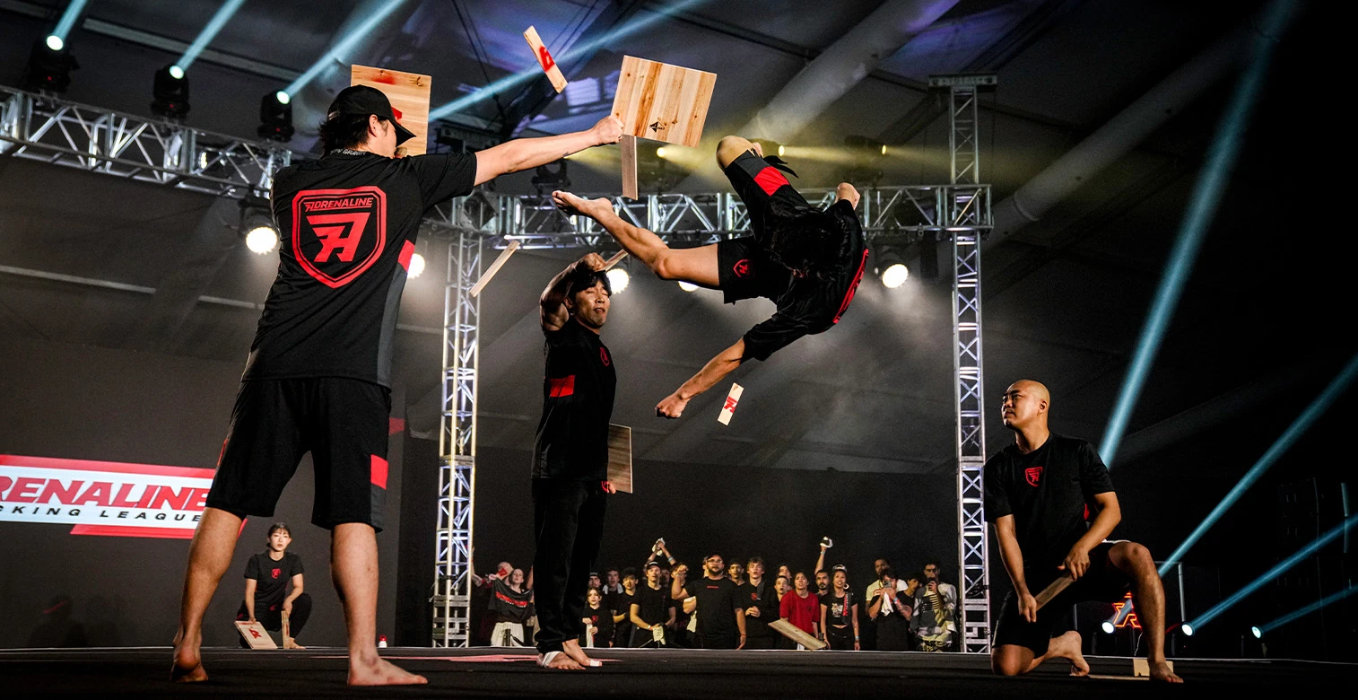 Adrenaline Tricking League, breaking board in air